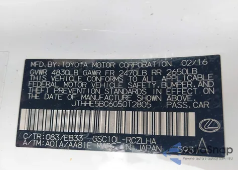 2016 Lexus Rc 350 из США, поврежденный, VIN JTHHE5BC6G5012805